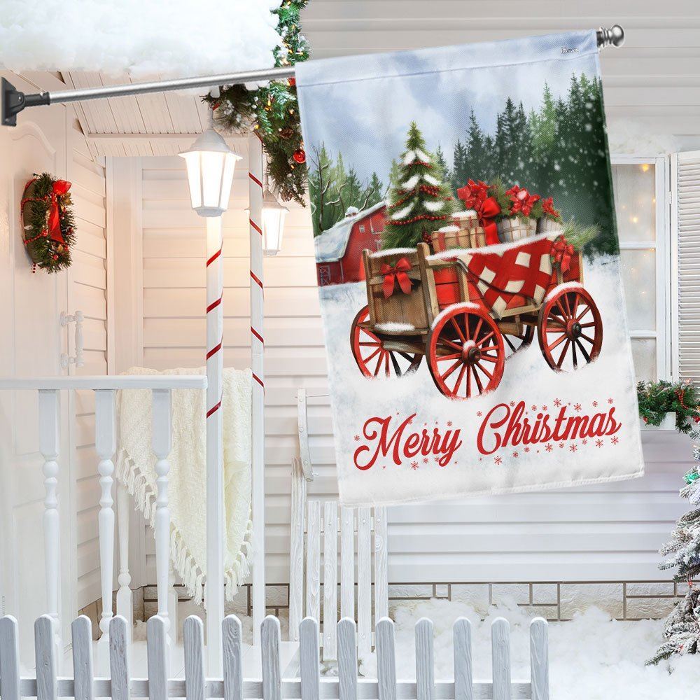 Winter Wagon Christmas Flag, Christmas Garden Flag, Home Decor Accessories, Christmas Outdoor Decor Ideas