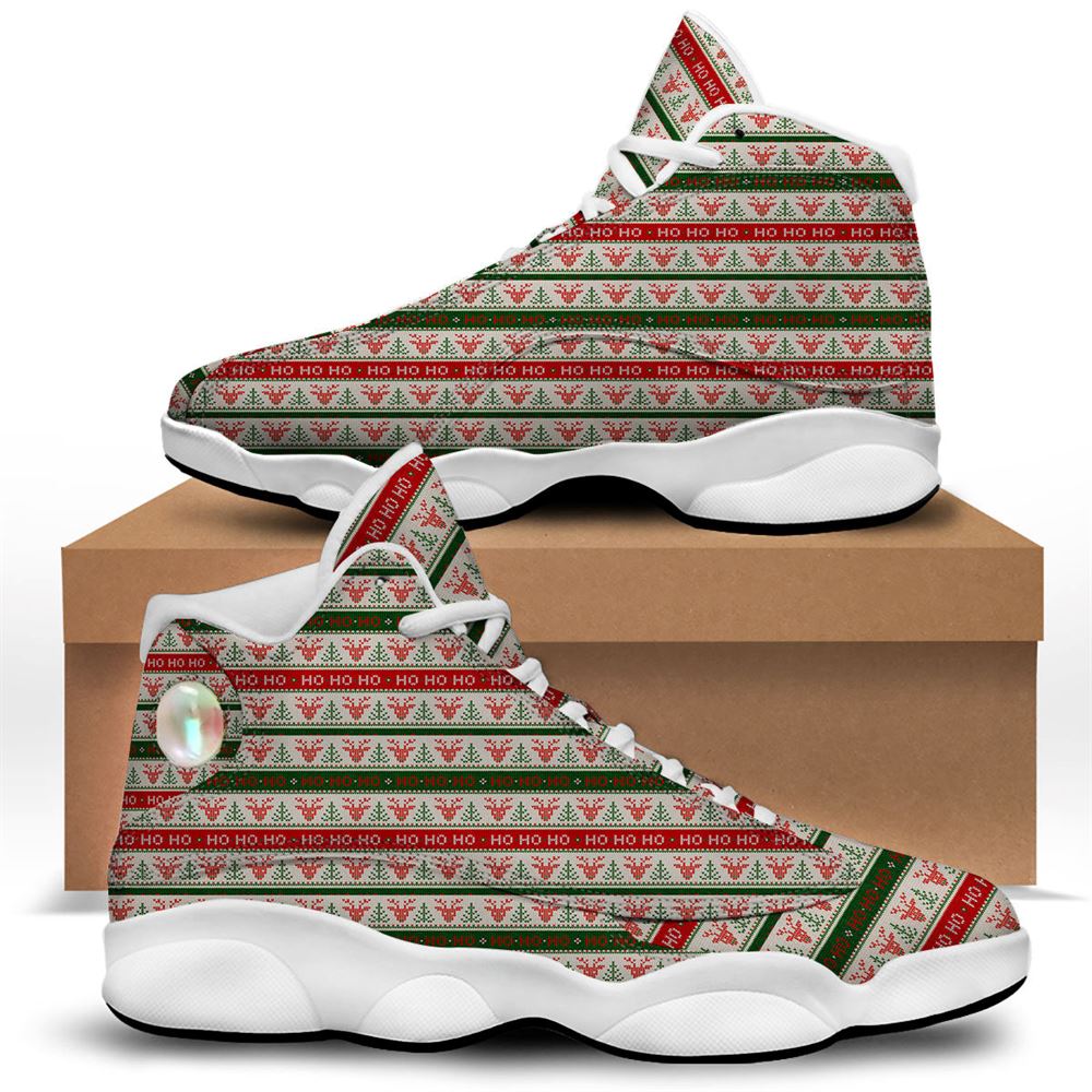 Christmas Basketball Shoes, Knitted Christmas Print Pattern Jd13 Shoes For Men Women, Christmas Fashion Shoes