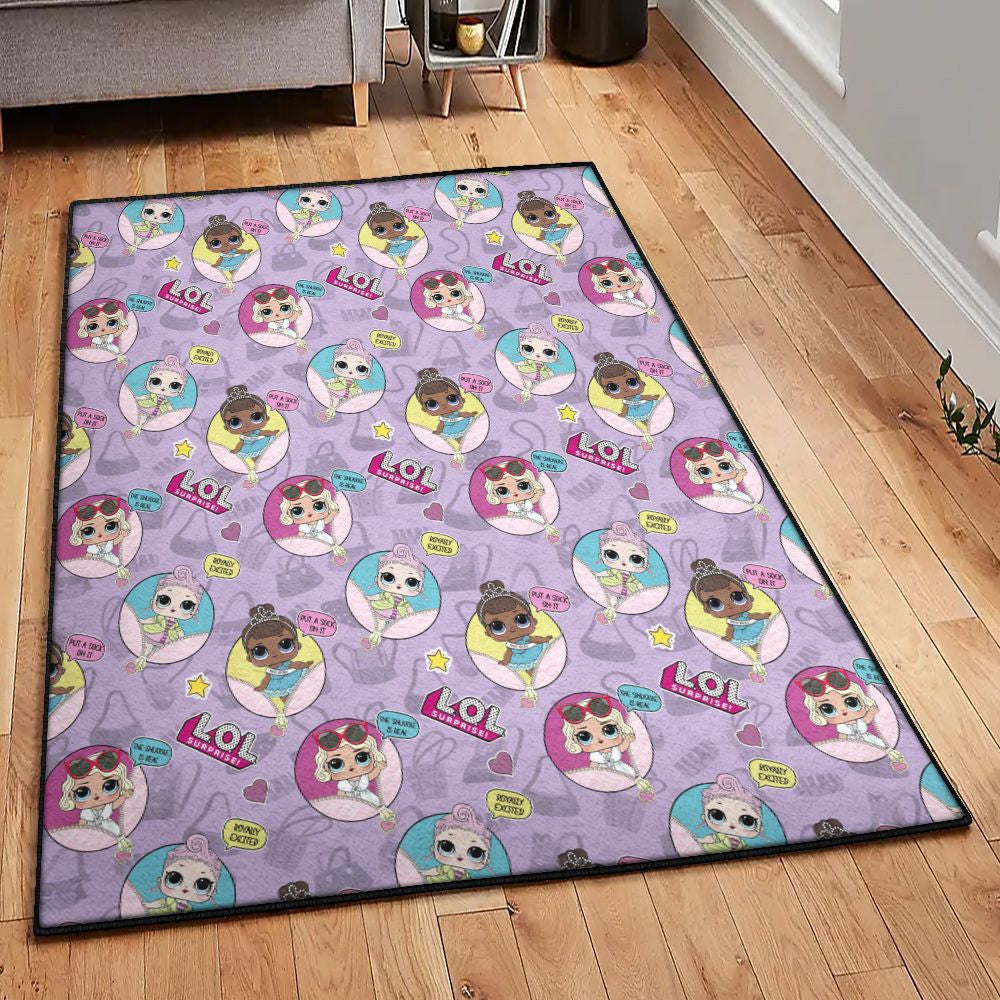 Dining Room Rug Lol Surprise Glam Rug Rectangle Rugs Washable Area Rug Non-Slip Carpet For Living Room Bedroom