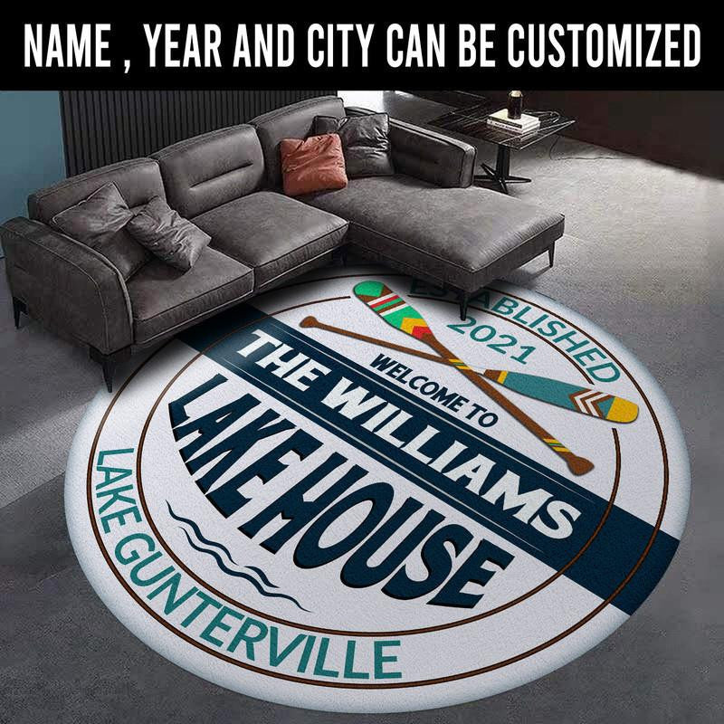 Personalized Lake House Living Room Round Mat Circle Rug