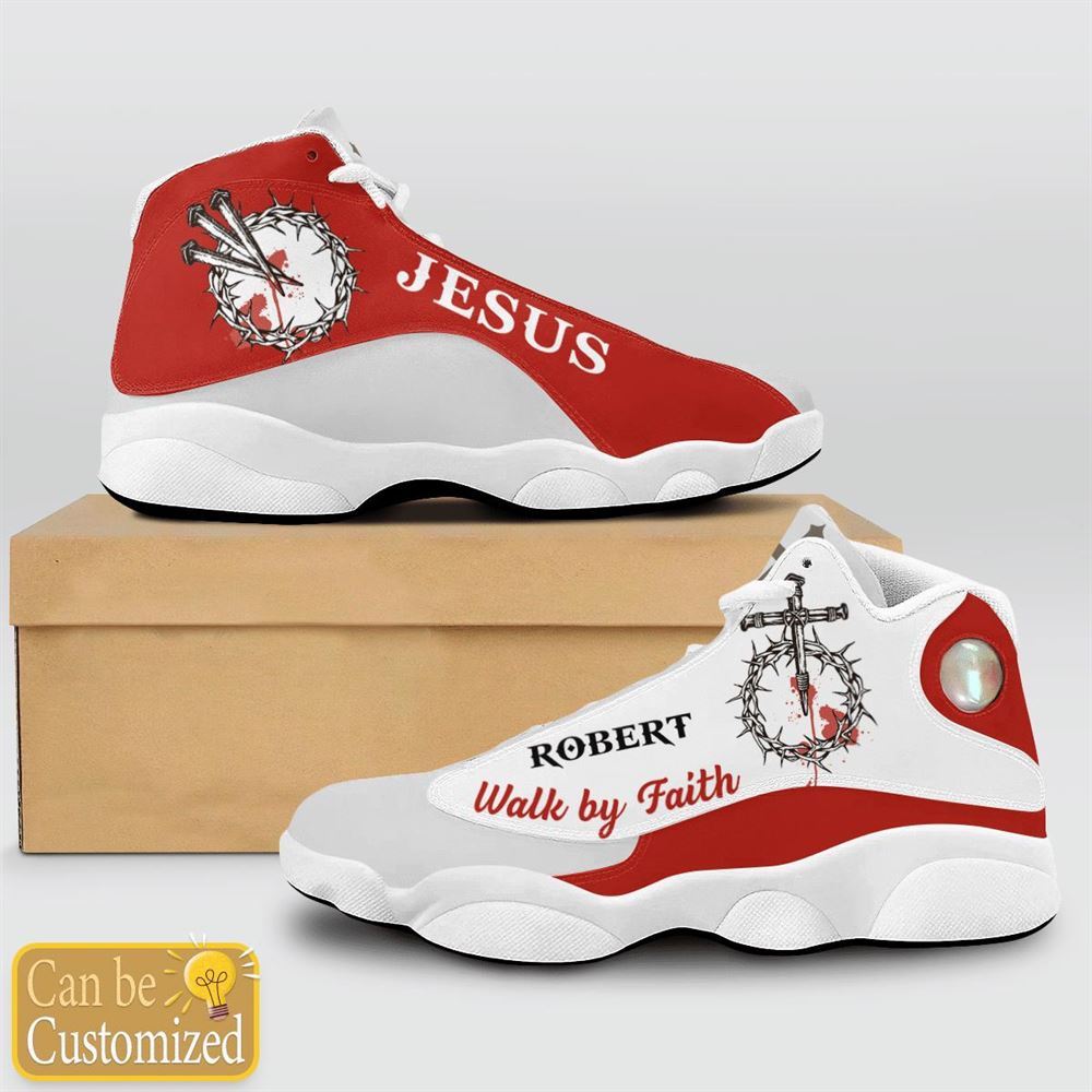 Jesus Blood Walk By Faith Red Custom Name Jd13 Shoes For Man And Women, Christian Basketball Shoes, Gifts For Christian, God Shoes