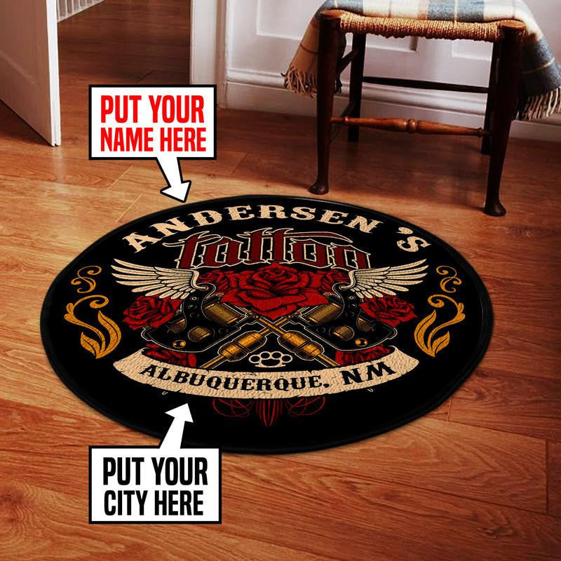 Personalized Tattoo Round Mat Round Floor Mat Room Rugs Carpet Outdoor Rug Washable Rugs