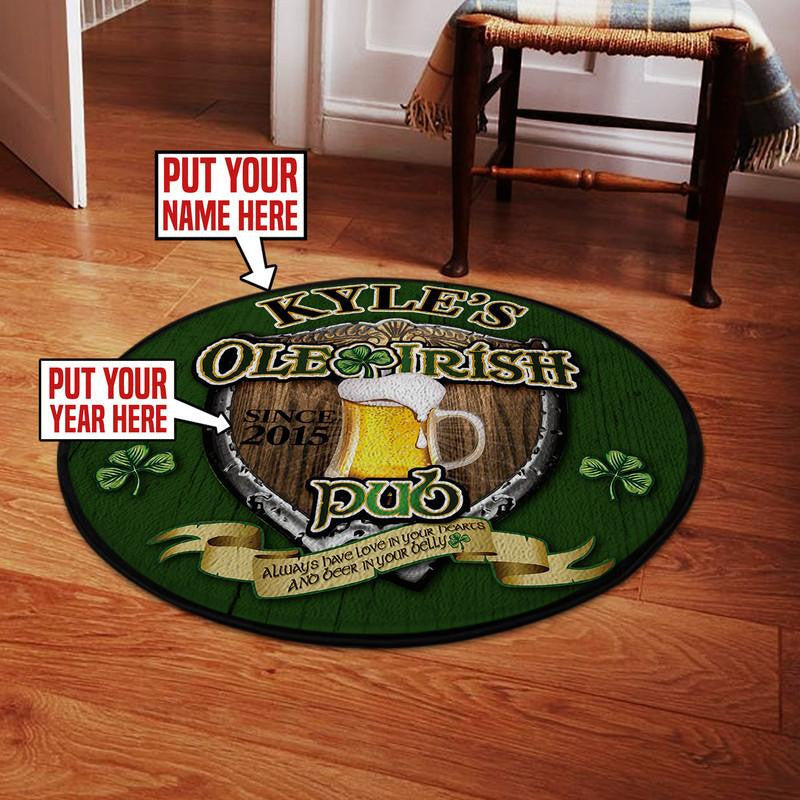 Personalized Ole Irish Pub Living Room Round Mat Circle Rug