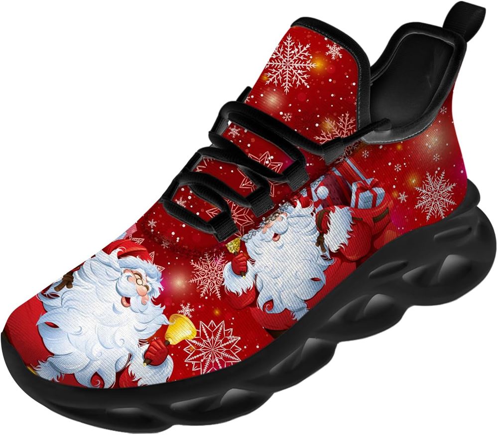 Christmas Running Shoes, Santa Claus Ring Bells Max Soul Shoes For Men Women, Christmas Shoes, Winter Fashion Shoes