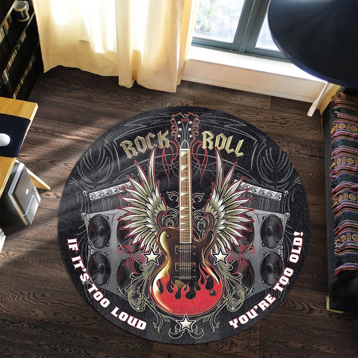 Rock And Roll Round Mat Round Floor Mat Room Rugs Carpet Outdoor Rug Washable Rugs