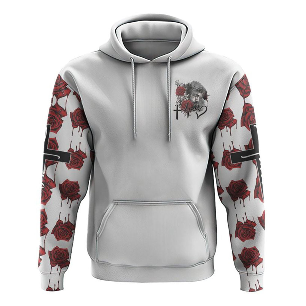 Faith Jesus Rose Watercolor All Over Print 3D Hoodie, Christian Hoodie, Christian Sweatshirt, Bible Verse Shirt