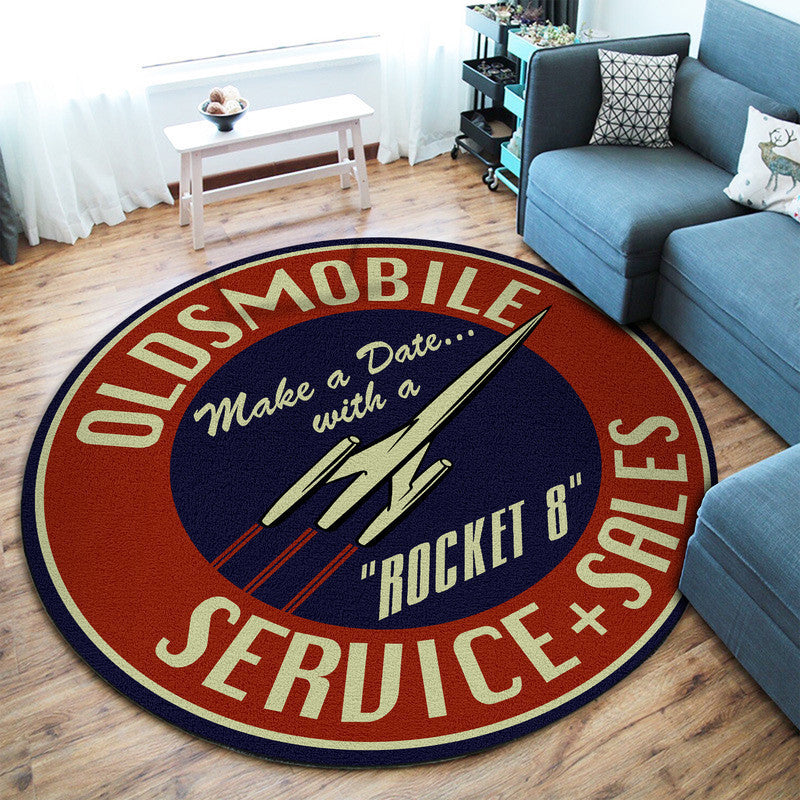 Vintage Garage Decor, Home Bar Decor Hot Rod Round Mat