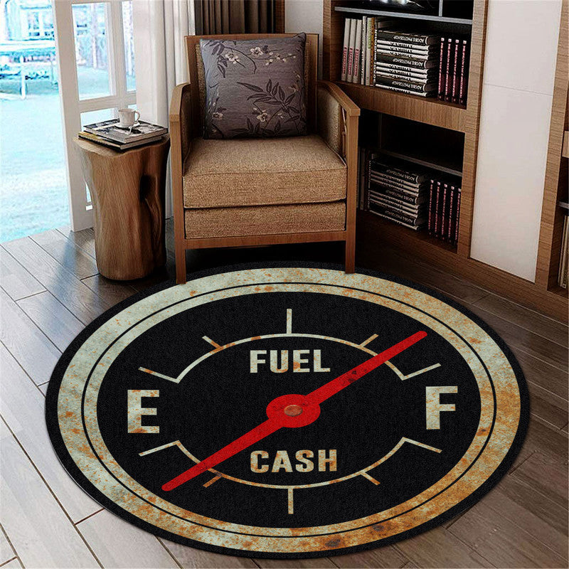 Rusty Fuel Gauge Hot Rod Round Mat Round Floor Mat Room Rugs Carpet Outdoor Rug Washable Rugs