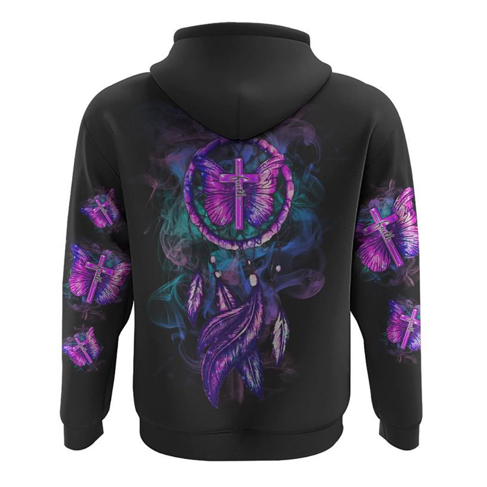 Faith Butterfly Dreamcatcher Galaxy All Over Print 3D Hoodie, Christian Hoodie, Christian Sweatshirt, Bible Verse Shirt