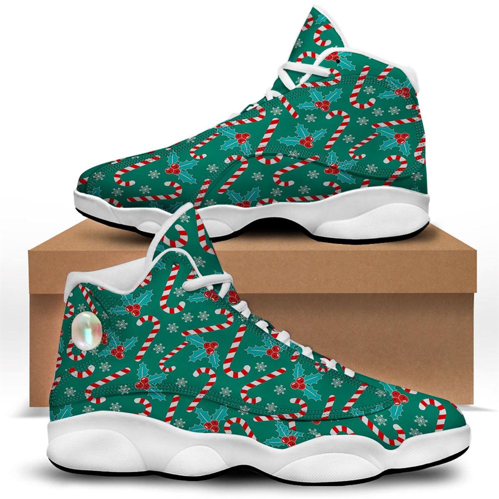 Christmas Basketball Shoes, Candy Cane Merry Christmas Print Pattern Jd13 Shoes For Men Women, Christmas Fashion Shoes