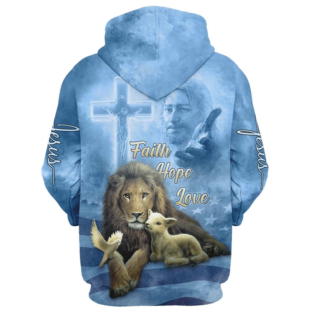 Faith Hope Love, The Hand Of God, Lion, Sheep And Bird Hoodie For Men & Women, God 3D Printed Hoodie, Christian Apparel Hoodies