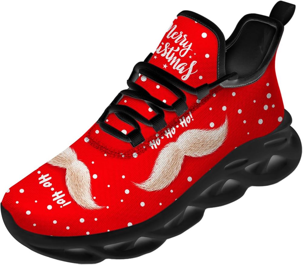 Christmas Running Shoes, Merry Christmas Santa Claus Mustache Max Soul Shoes For Men Women, Christmas Shoes, Winter Fashion Shoes