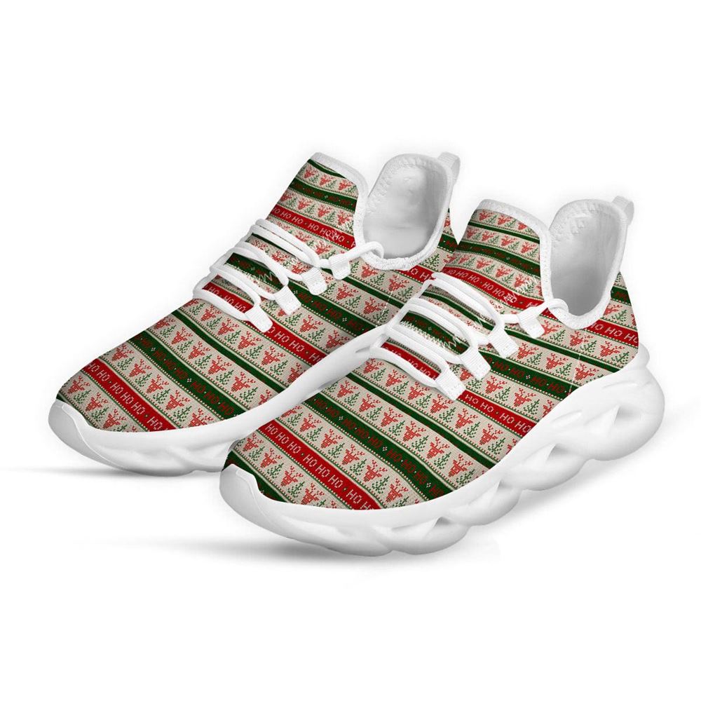 Knitted Christmas Print Pattern White Max Soul Shoes For Men Women, Best Running Sneaker, Christmas Shoes, Winter Fashion Shoes