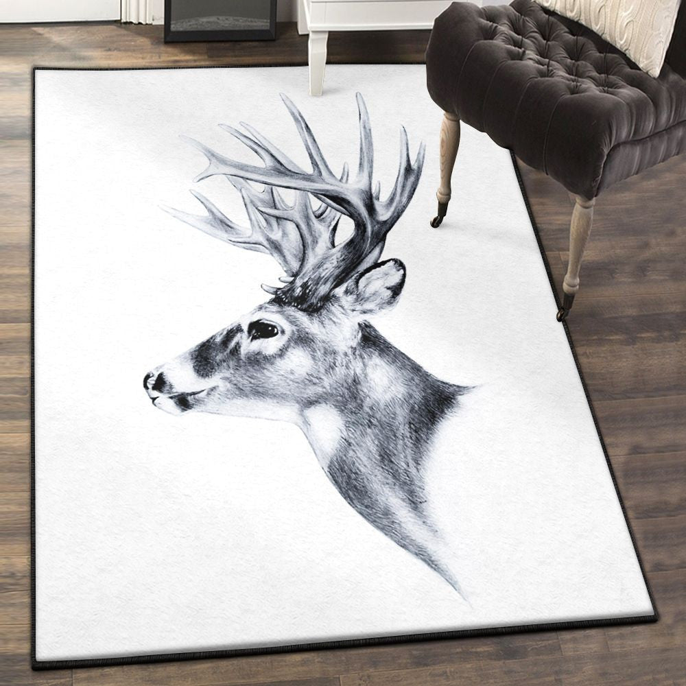 Deer Washable Deer Rug Rectangle Rugs Washable Area Rug Non-Slip Carpet For Living Room Bedroom