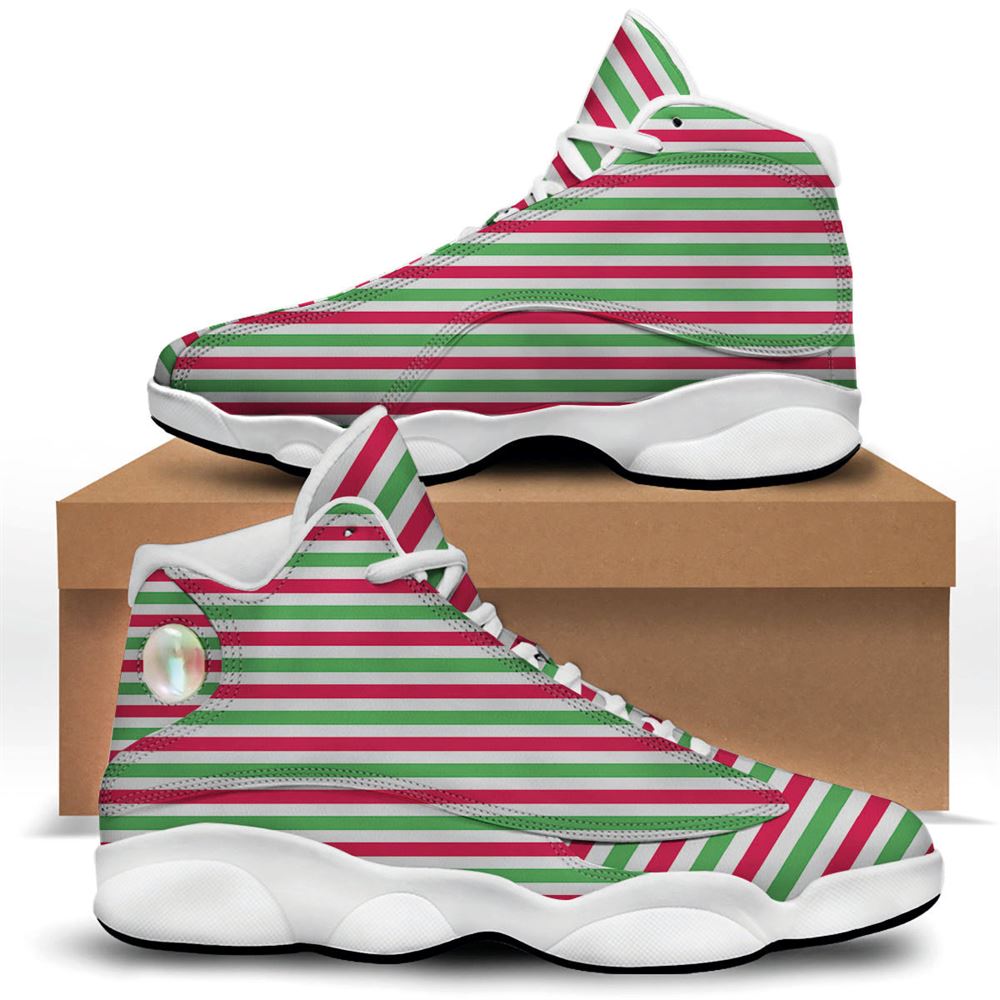 Christmas Basketball Shoes, Striped Merry Christmas Print Pattern Jd13 Shoes For Men Women, Christmas Fashion Shoes