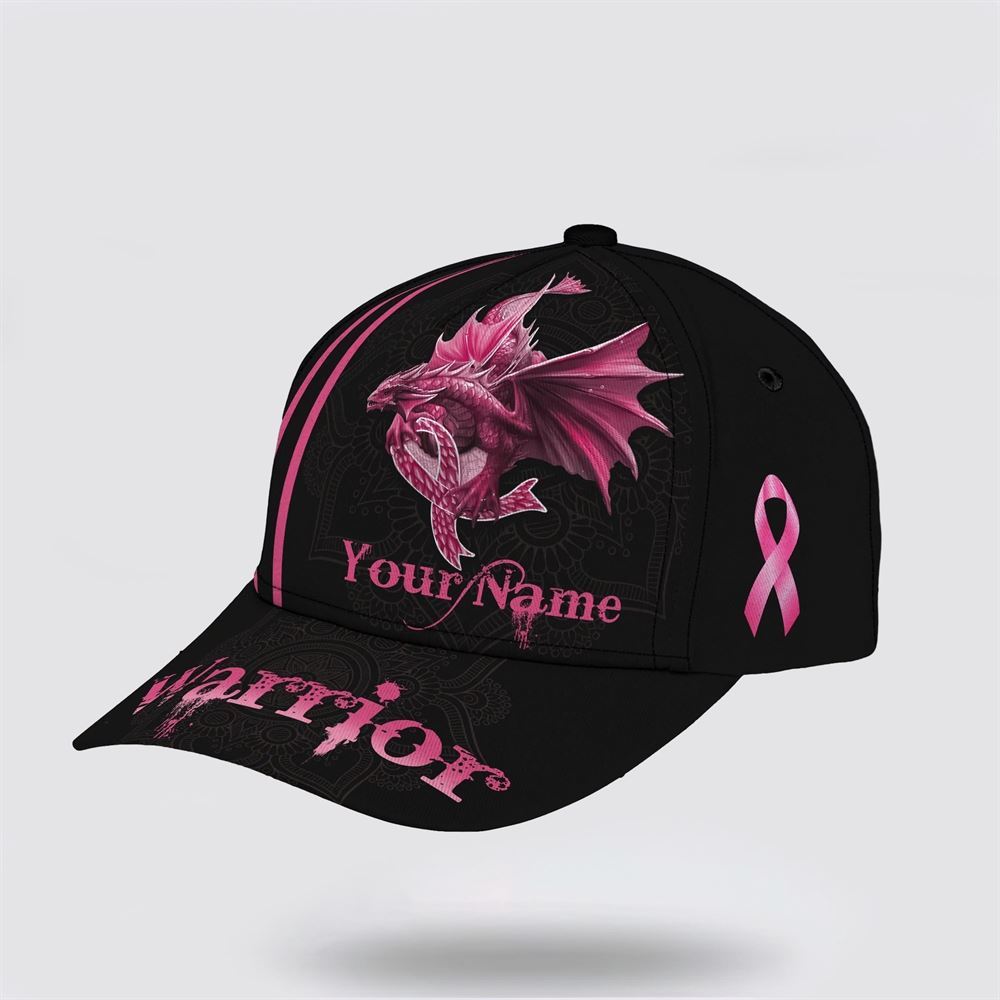 Customized Breast Cancer Awareness Worrior Dragon Art Baseball Cap, Gifts For Breast Cancer Patients, Breast Cancer Hat