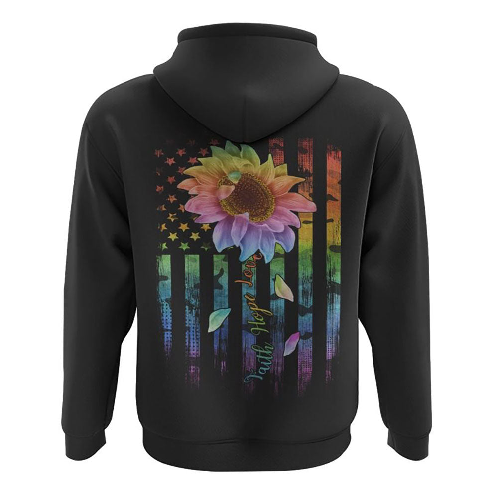 Faith Hope Love Rainbow Sunflower Flag All Over Print 3D Hoodie, Christian Hoodie, Christian Sweatshirt, Bible Verse Shirt