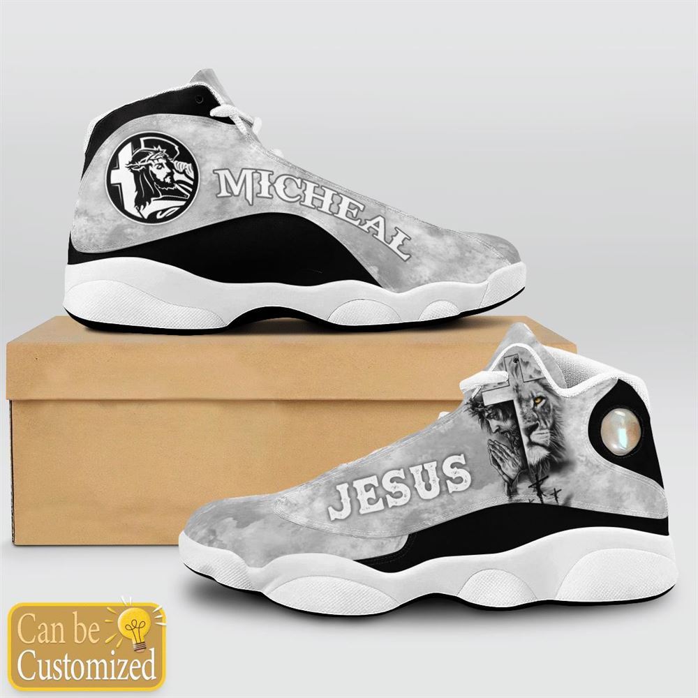 Jesus Gray Lion Custom Name Jd13 Shoes For Man And Women, Christian Basketball Shoes, Gifts For Christian, God Shoes