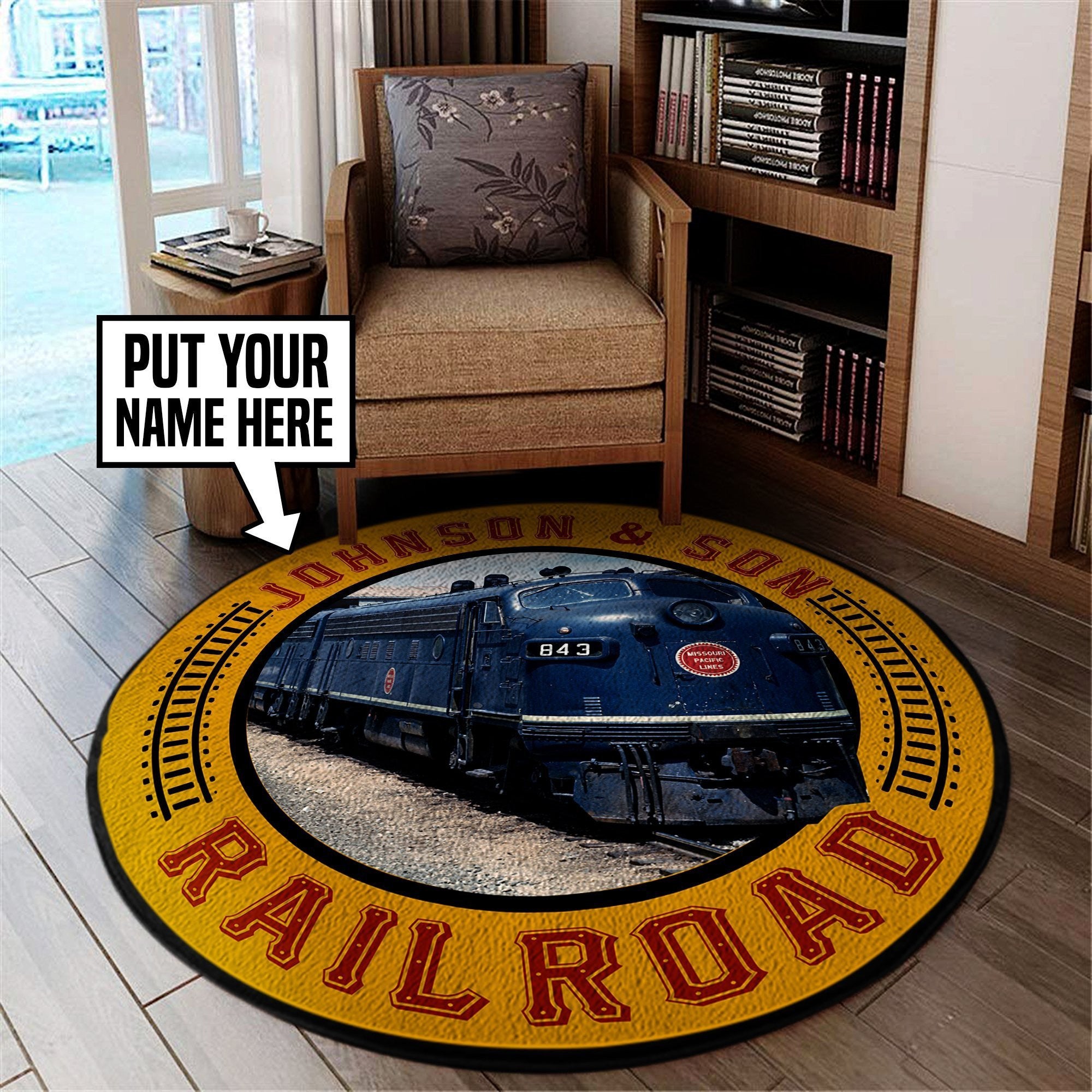 Personalized Missouri Pacific Railroad Round Mat Round Floor Mat Room Rugs Carpet Outdoor Rug Washable Rugs