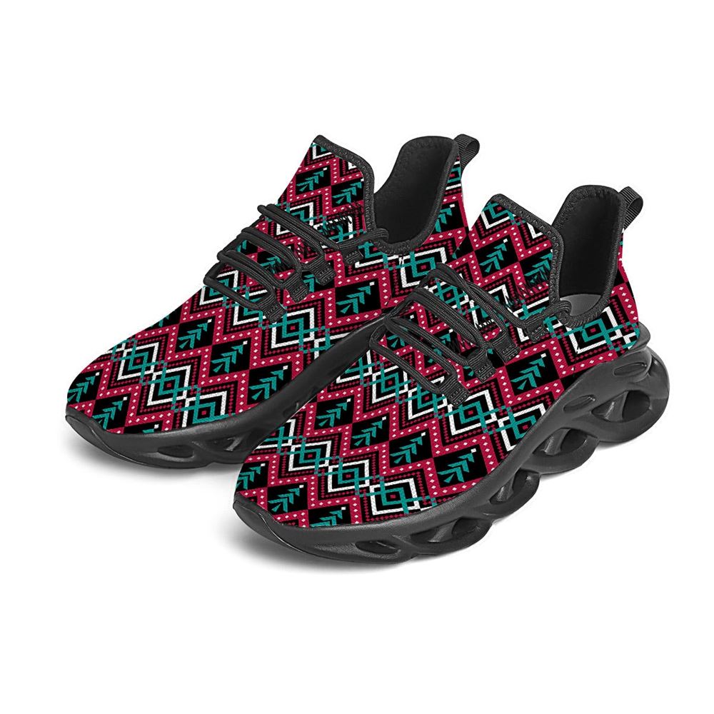 Merry Christmas Zigzag Print Pattern Black Max Soul Shoes For Men Women, Best Running Sneaker, Christmas Shoes, Winter Fashion Shoes