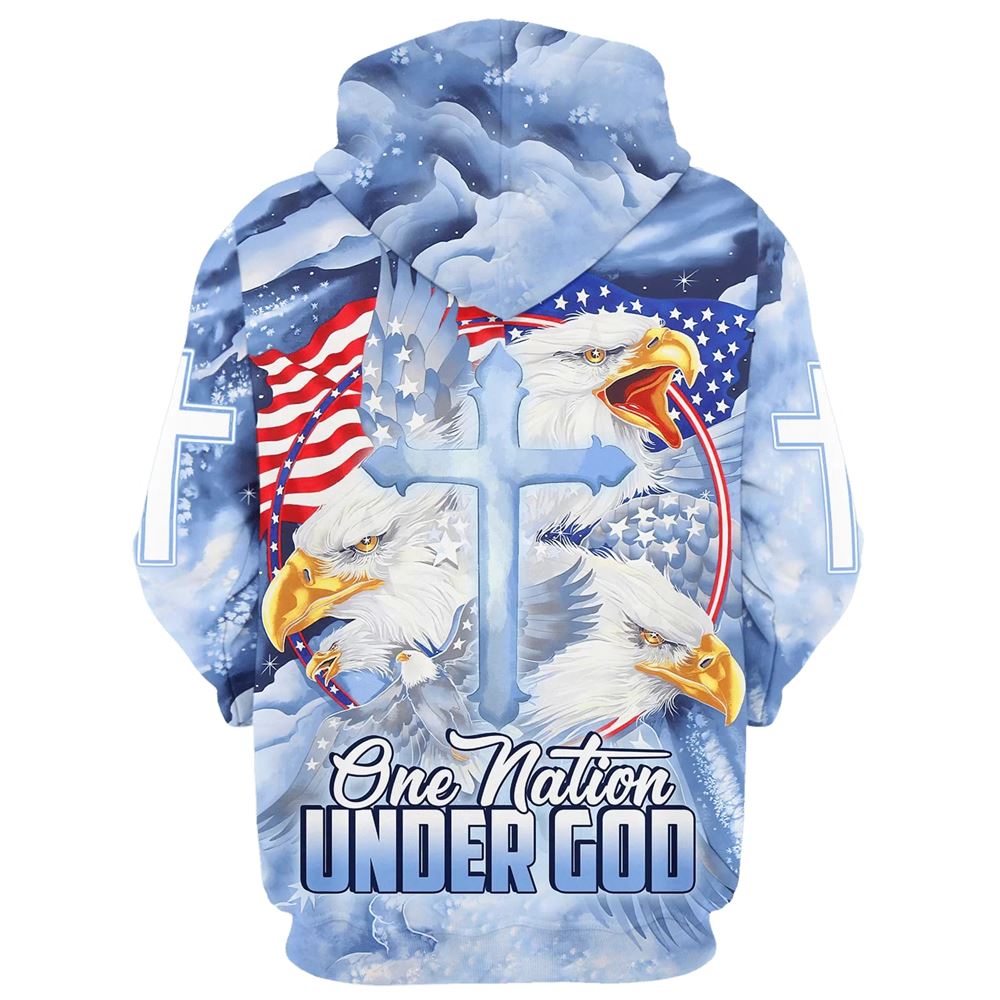 Eagle Christian Cross Jesus America One Nation Under God 3D Hoodies Jesus Hoodie, God 3D Printed Hoodie, Christian Apparel Hoodies