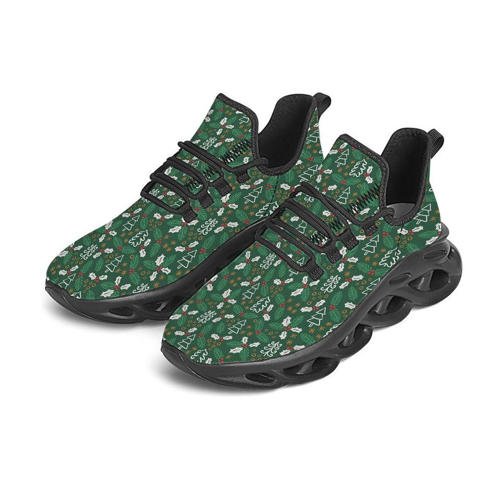 Ivy Leaf Christmas Print Pattern Black Max Soul Shoes For Men Women, Best Running Sneaker, Christmas Shoes, Winter Fashion Shoes