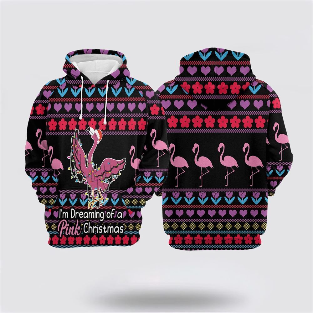 Flamingo Pink Christmas All Over Print 3D Hoodie For Men & Women, Christmas Hoodie Cute, Christmas Gift, Christmas Fashion