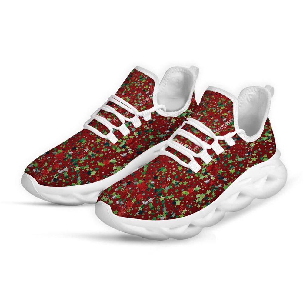 Sparkle Christmas Print White Max Soul Shoes For Men Women, Best Running Sneaker, Christmas Shoes, Winter Fashion Shoes