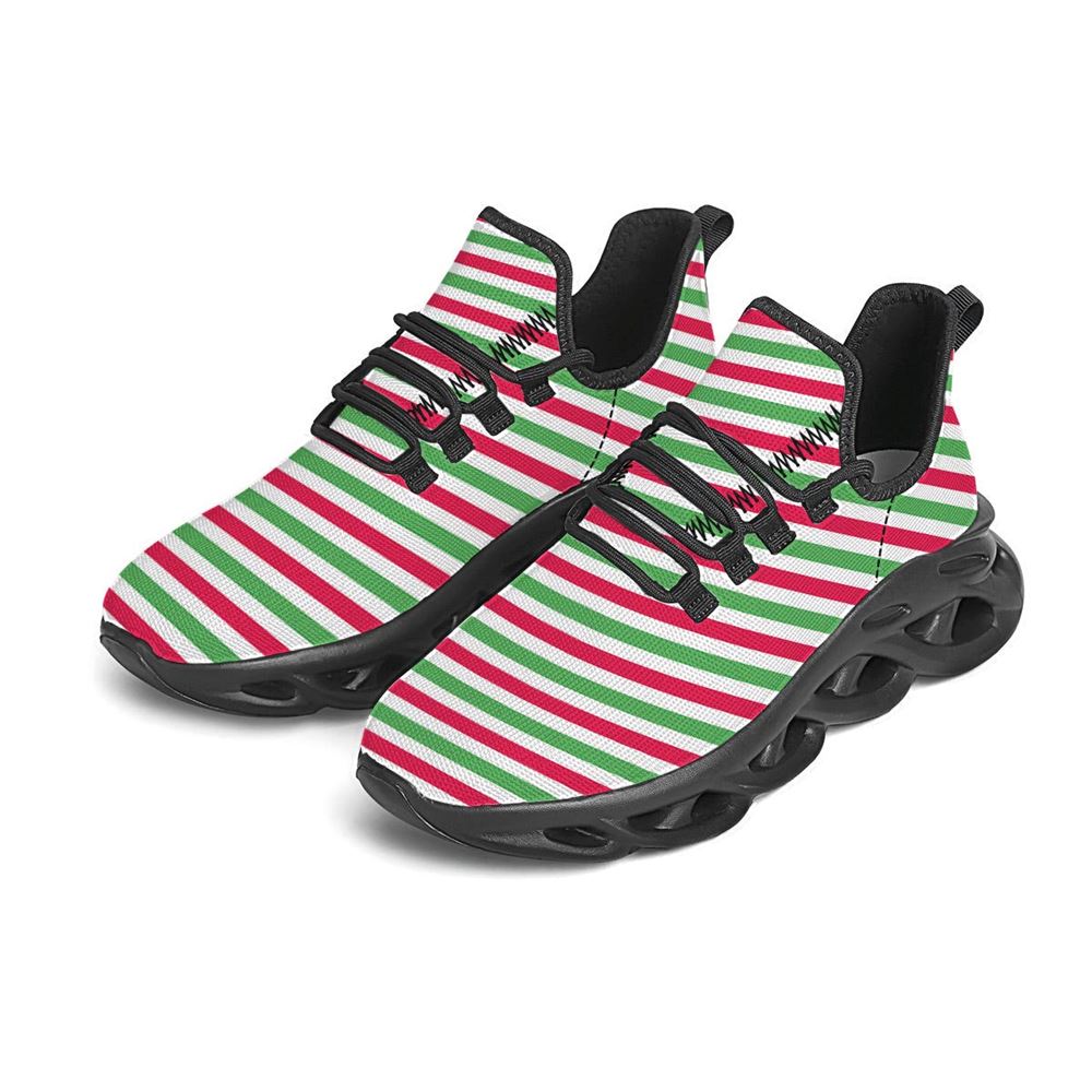 Striped Merry Christmas Print Pattern Black Max Soul Shoes For Men Women, Best Running Sneaker, Christmas Shoes, Winter Fashion Shoes