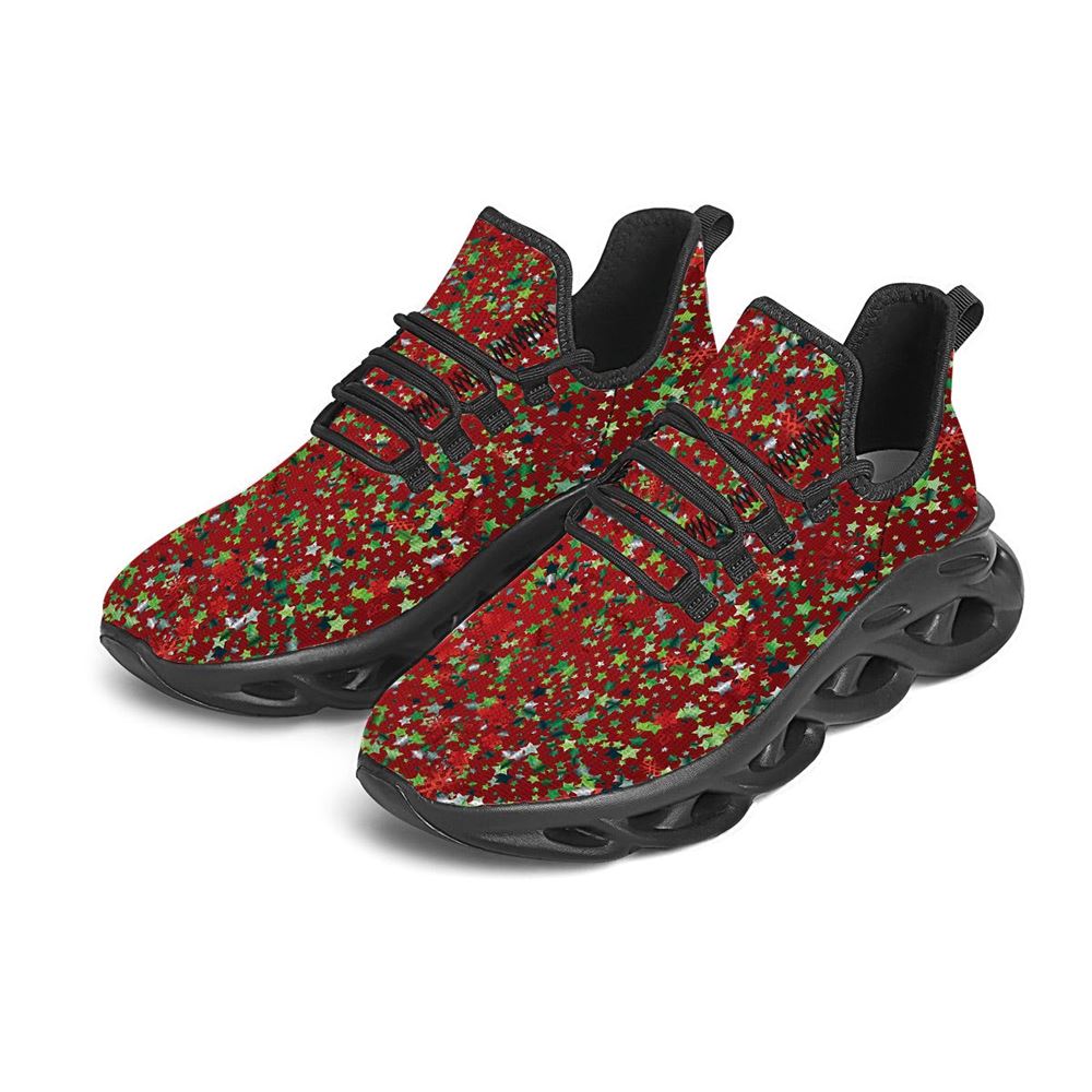 Sparkle Christmas Print Black Max Soul Shoes For Men Women, Best Running Sneaker, Christmas Shoes, Winter Fashion Shoes