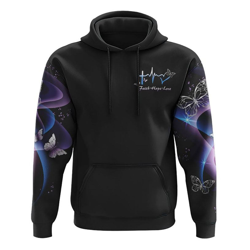 Faith Hope Love Butterfly Abstract All Over Print 3D Hoodie, Christian Hoodie, Christian Sweatshirt, Bible Verse Shirt