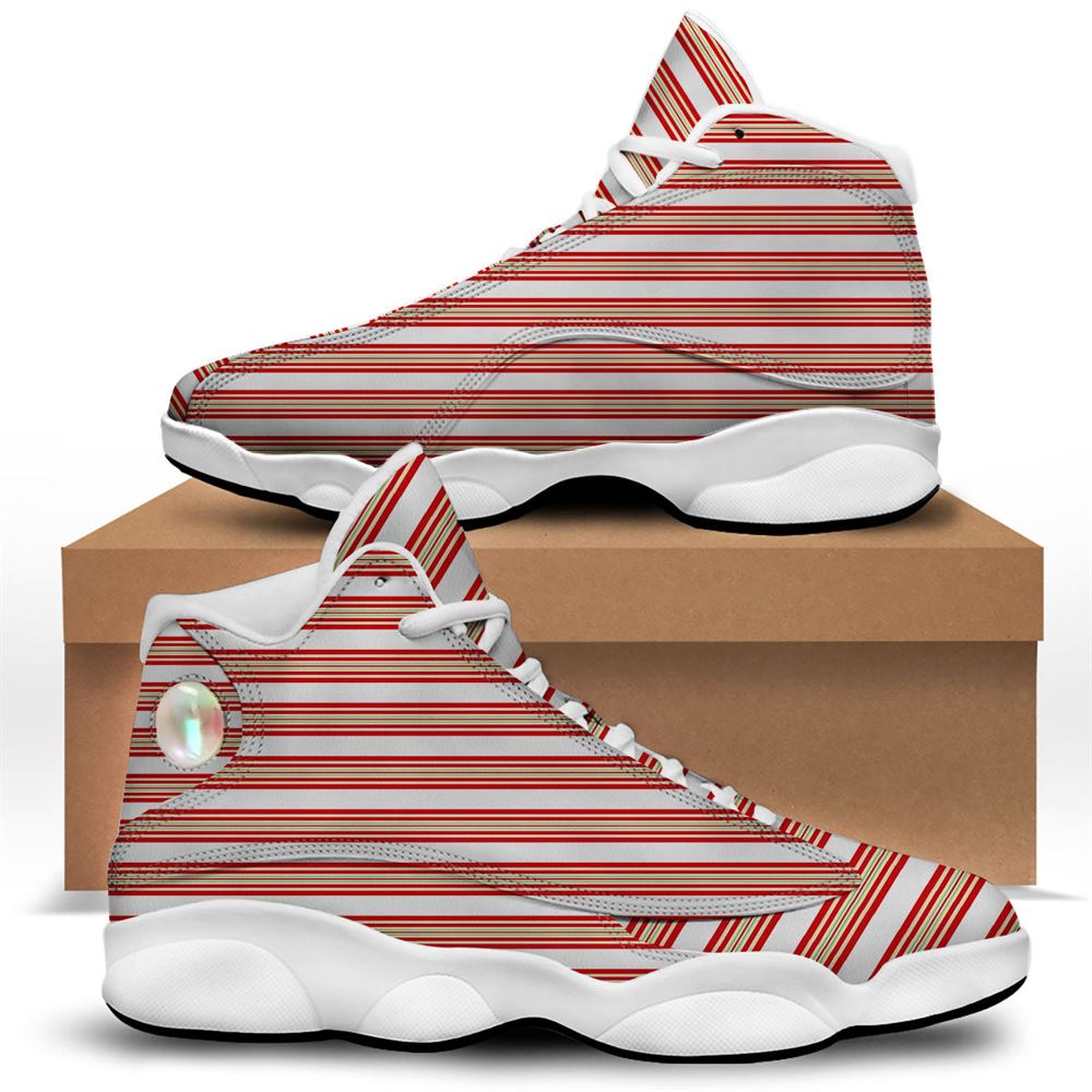 Christmas Basketball Shoes, Stripes Merry Christmas Print Pattern Jd13 Shoes For Men Women, Christmas Fashion Shoes