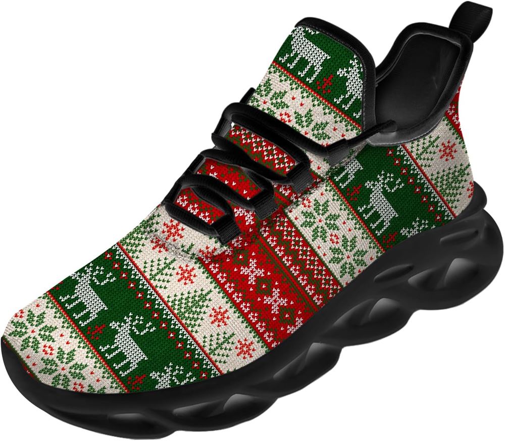 Christmas Running Shoes, Christmas Reindeer Pattern Max Soul Shoes For Men Women, Christmas Shoes, Winter Fashion Shoes