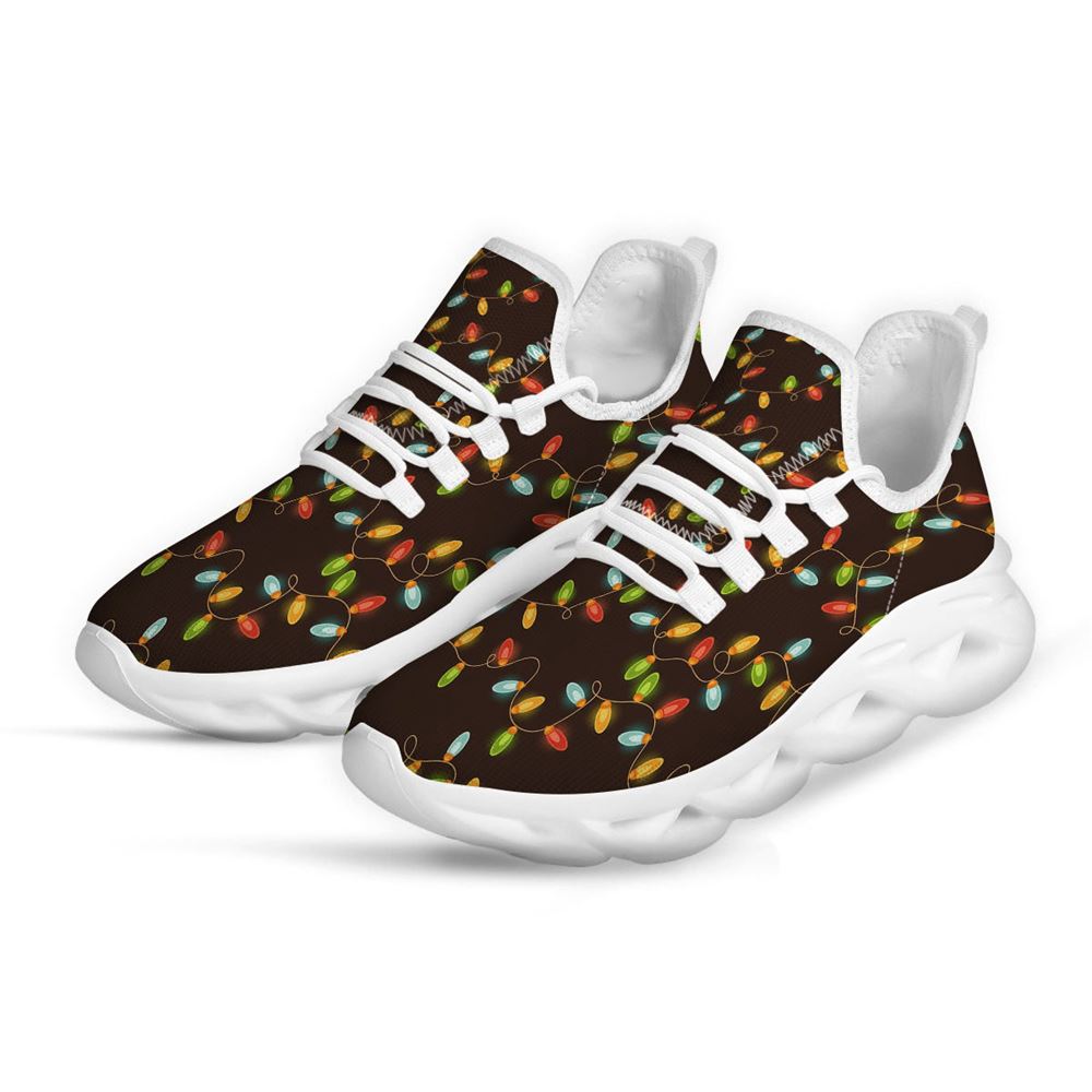 Christmas Lights Print Pattern White Max Soul Shoes For Men Women, Best Running Sneaker, Christmas Shoes, Winter Fashion Shoes