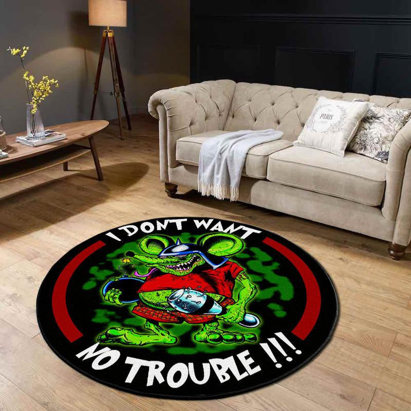 Rat Fink I DonT Want No Trouble Round Mat Round Floor Mat Room Rugs Carpet Outdoor Rug Washable Rugs