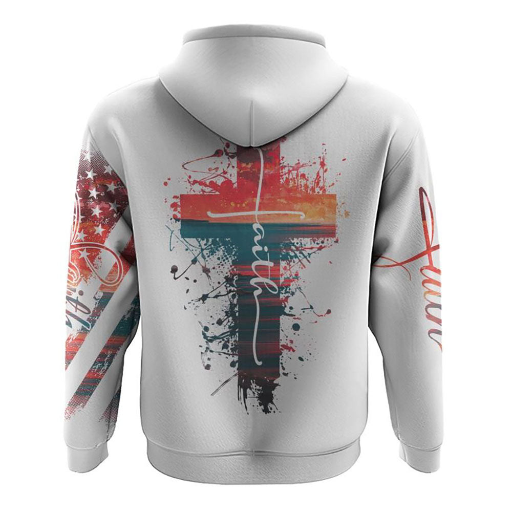 Faith Cross Art Painting Sunset All Over Print 3D Hoodie, Christian Hoodie, Christian Sweatshirt, Bible Verse Shirt