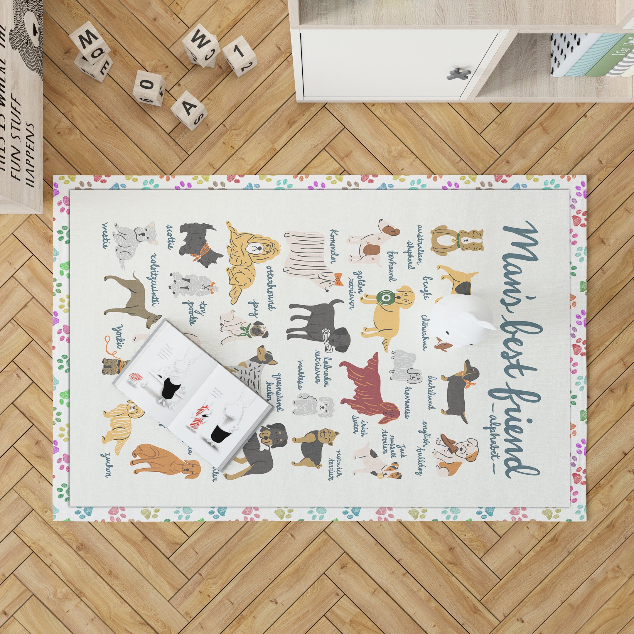 Dog Lovers Bedroom Rugs Dog Rug Rectangle Rugs Washable Area Rug Non-Slip Carpet For Living Room Bedroom