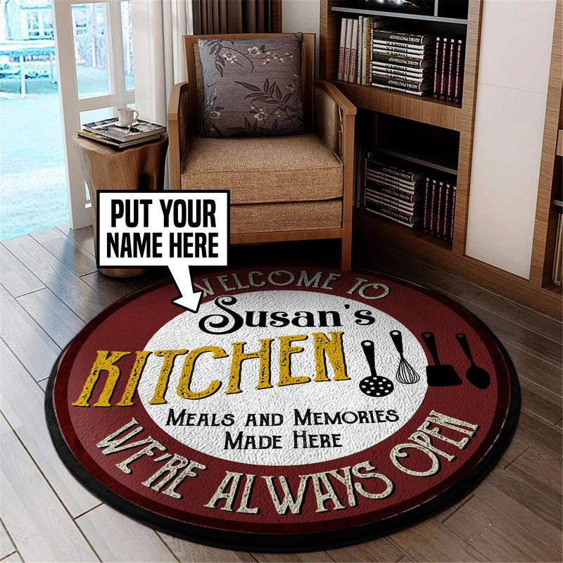 Personalized Welcome To Kitchen Round Mat Round Floor Mat Room Rugs Carpet Outdoor Rug Washable Rugs