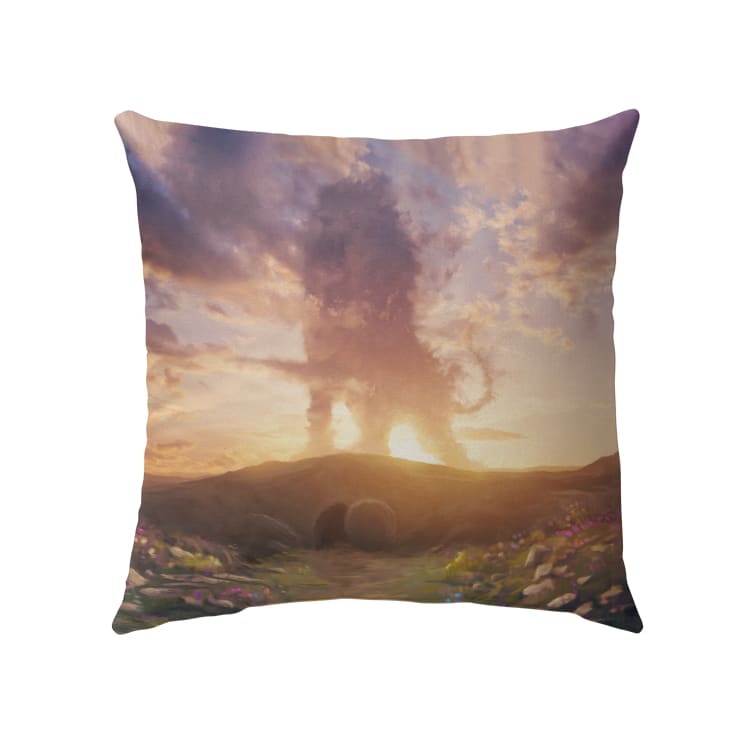 Lion Of Judah Above The Empty Tomb He Is Risen Pillow, Easter Gifts