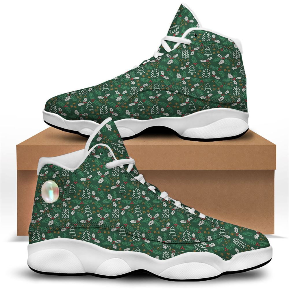 Christmas Basketball Shoes, Ivy Leaf Christmas Print Pattern Jd13 Shoes For Men Women, Christmas Fashion Shoes