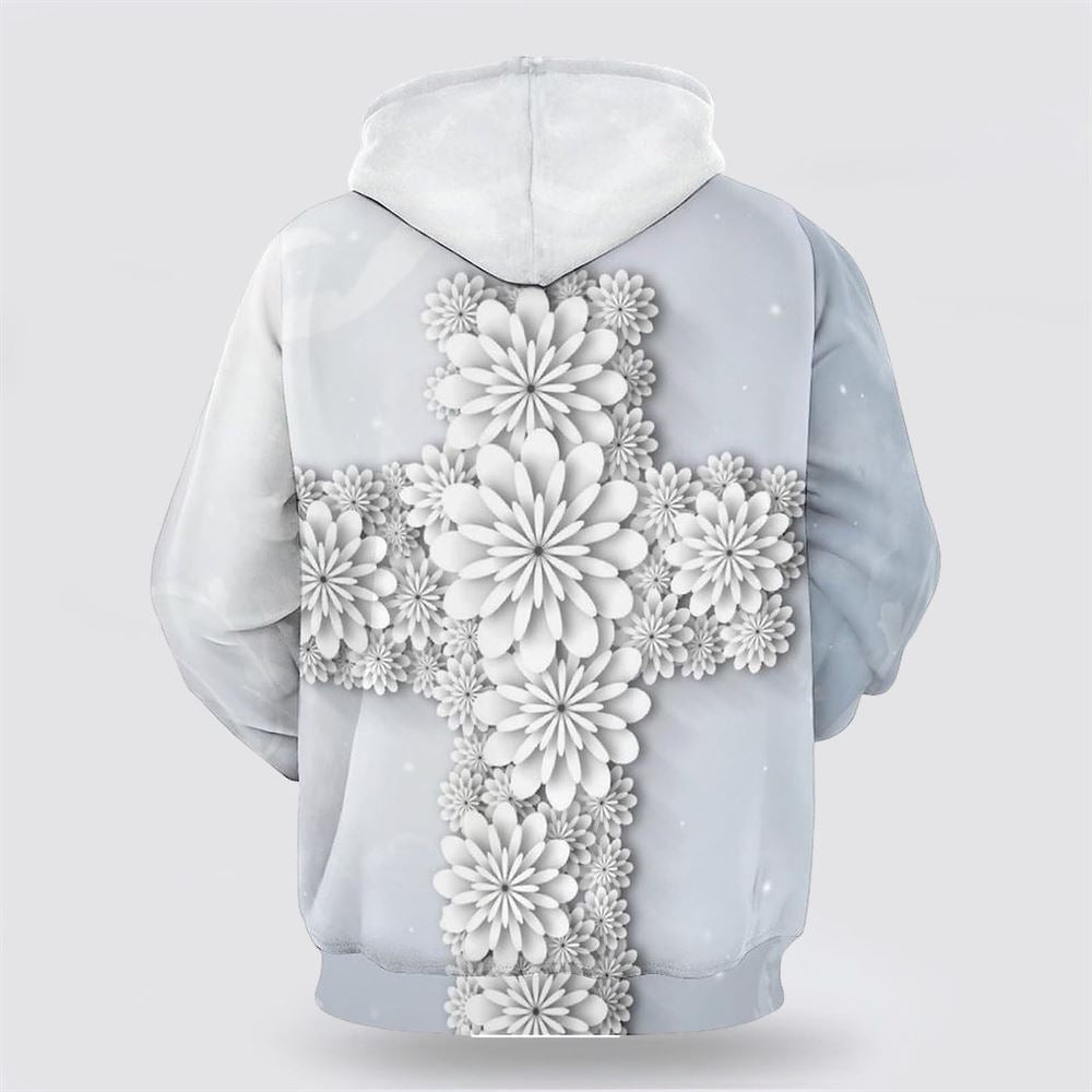 Cross Flowers 3D Hoodies For Women Men, God 3D Printed Hoodie, Christian Apparel Hoodies