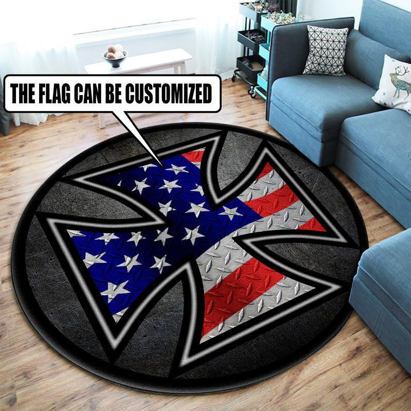 Personalized Rat Rot Iron Cross Flag Round Mat Round Floor Mat Room Rugs Carpet Outdoor Rug Washable Rugs