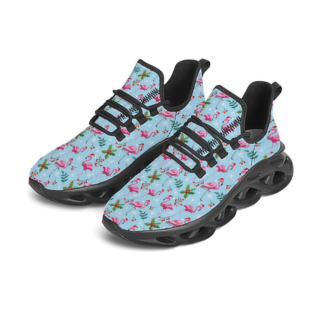 Christmas Flamingo Pink Print Pattern Black Max Soul Shoes For Men Women, Best Running Sneaker, Christmas Shoes, Winter Fashion Shoes