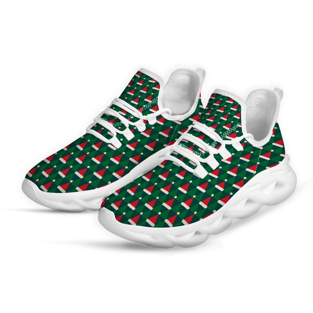 Santa Hats Christmas Print Pattern White Max Soul Shoes For Men Women, Best Running Sneaker, Christmas Shoes, Winter Fashion Shoes