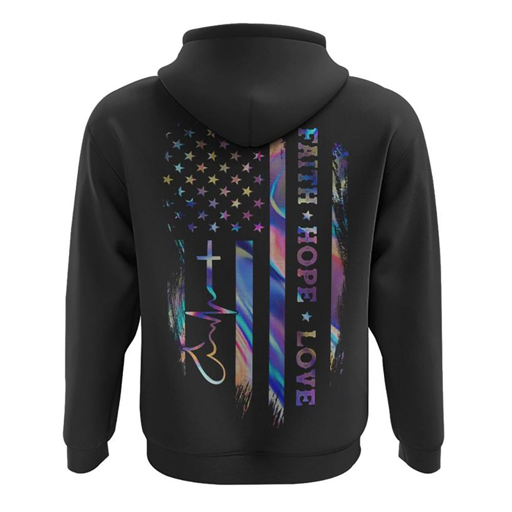 Faith Hope Love Colorful Flag All Over Print 3D Hoodie, Christian Hoodie, Christian Sweatshirt, Bible Verse Shirt