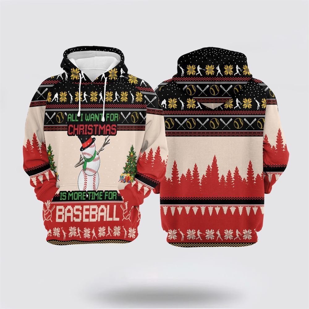 Christmas Time For Baseball All Over Print 3D Hoodie For Men & Women, Christmas Hoodie Cute, Christmas Gift, Christmas Fashion