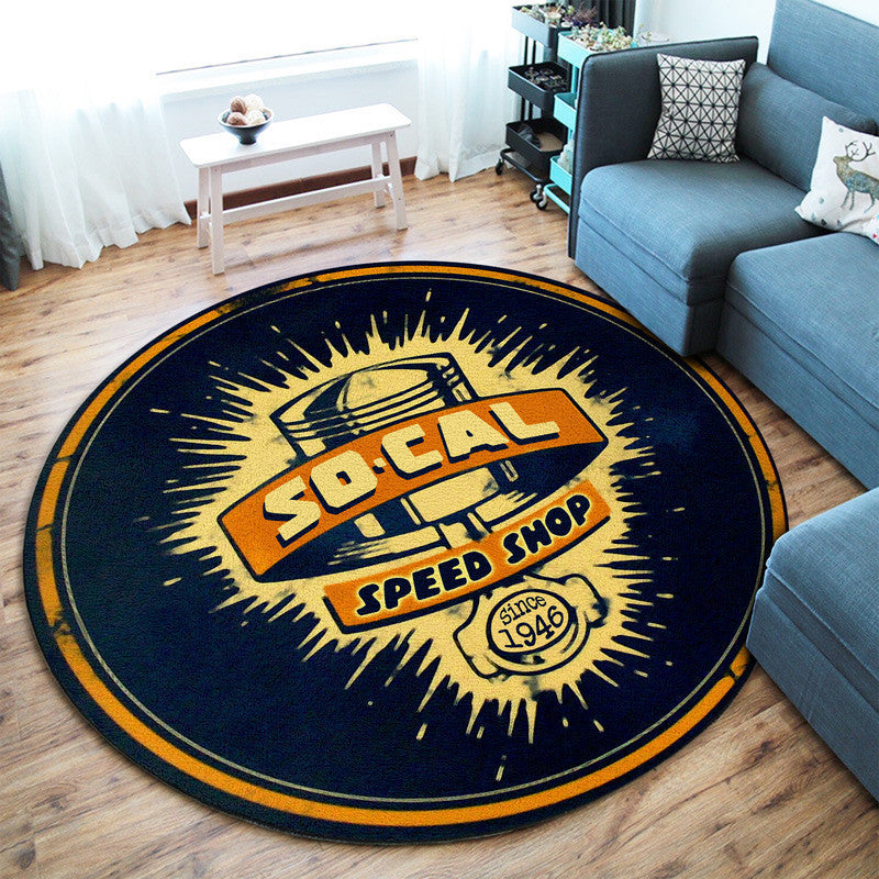 So Cal Speed Shop Hot Rod Round Mat Round Floor Mat Room Rugs Carpet Outdoor Rug Washable Rugs