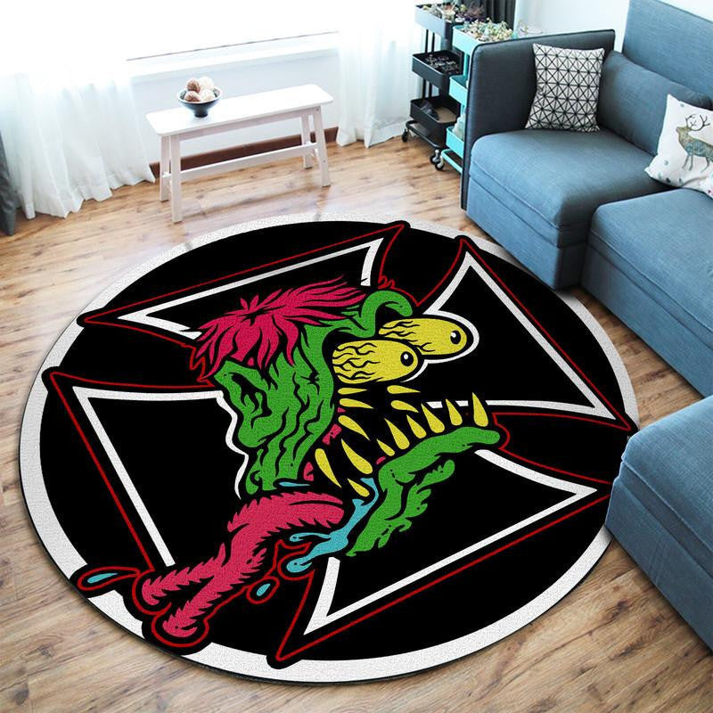 Rat Fink Hot Rod Garage Round Mat Round Floor Mat Room Rugs Carpet Outdoor Rug Washable Rugs