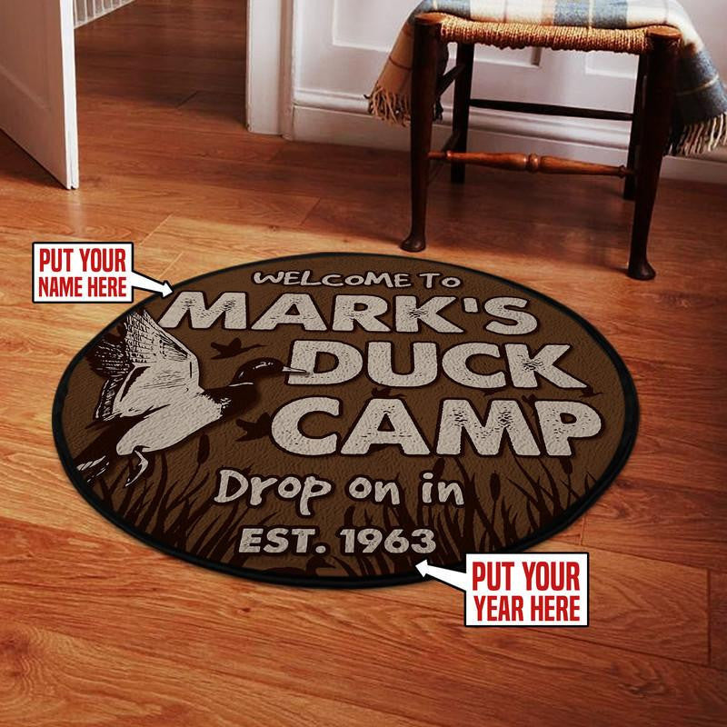 Personalized Welcome To Duck Camp Living Room Round Mat Circle Rug