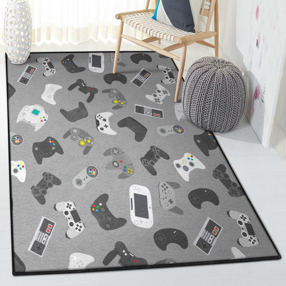 Dining Room Rug Gaming Joystick 2 Rug Rectangle Rugs Washable Area Rug Non-Slip Carpet For Living Room Bedroom